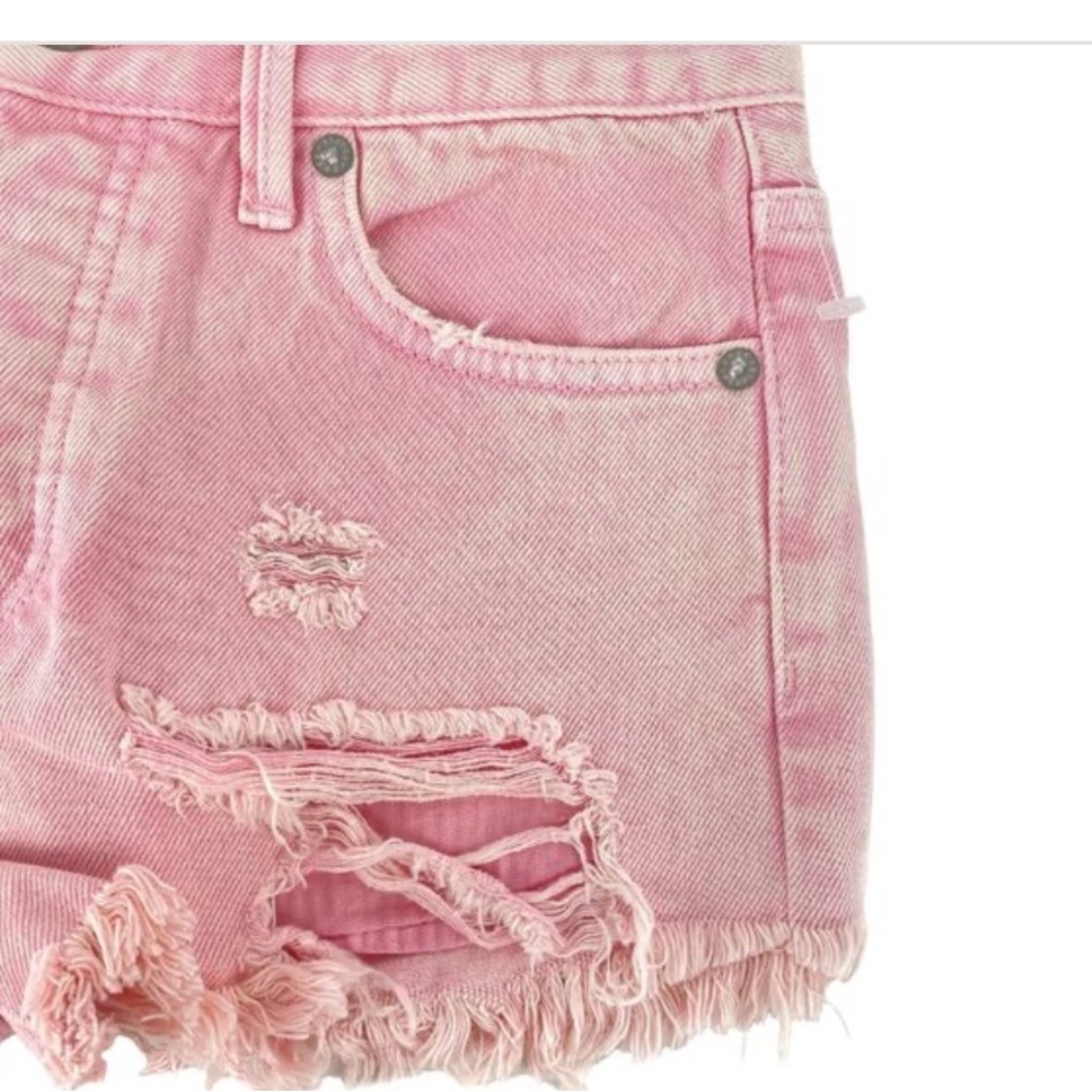 FREE PEOPLE We the Free Pink Button Fly Distressed Cutoff Shorts Size 31 - Picture 4 of 8